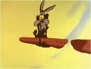 Wile E Coyote defies gravity